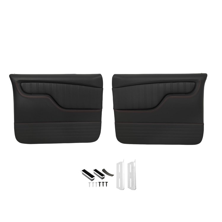QDP0072RED Custom Sport Door Panels, Black/Red Stitching, Pair, 1967-1972 Chevy/GMC C/K Series Truck, Blazer/Jimmy & Suburban