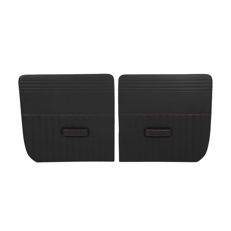 QDP059FRED Custom Sport Door Panels, Black/Red Stitching, Pair, 1955-1959 Chevy/GMC Truck
