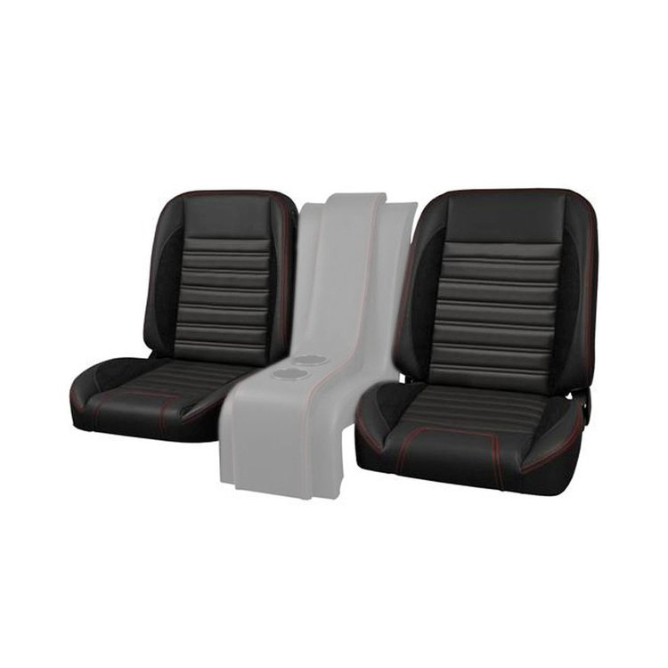QSBKT87WHITE Bucket Seats, Sport, Black/White Stitching, Pair, 1947-1987 Chevy/GMC Truck