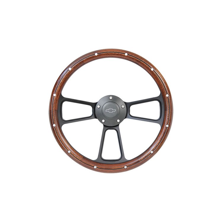 STRF8BW160-69 Custom Steering Wheels 1960-1969 Chevy/GMC C/K Series Truck, Blazer & Suburban, Black / Wood, Bowtie