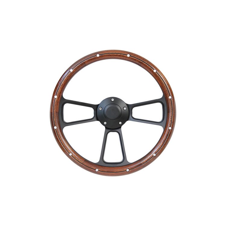 STRF8BW74-91 Custom Steering Wheels 1974-1991 Chevy/GMC C/K Series Truck, Blazer/Jimmy & Suburban, Black / Wood, Plain