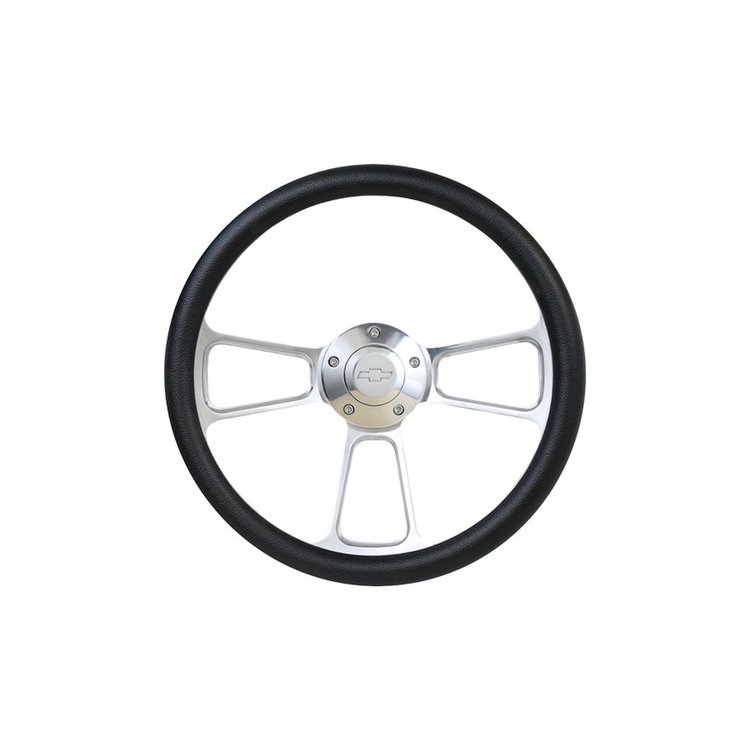 STRF8PB160-69 Custom Steering Wheels 1960-1969 Chevy/GMC C/K Series Truck, Blazer & Suburban, Polished / Black, Bowtie