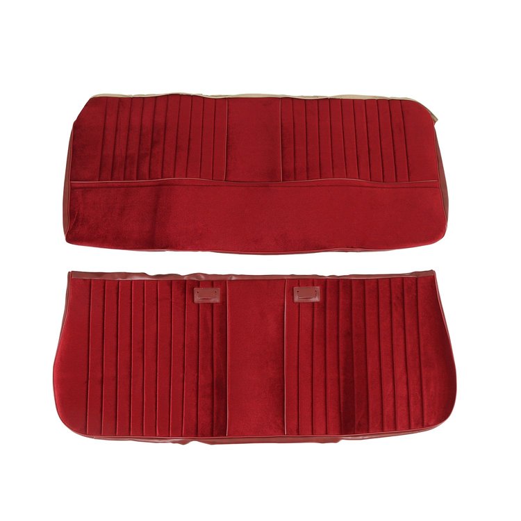 UP87C01MAROON Front Bench Seat Cover-Vinyl/Velour-Maroon Vinyl/Burgundy Velour, 1981-1987 Chevy/GMC C/K Series Truck