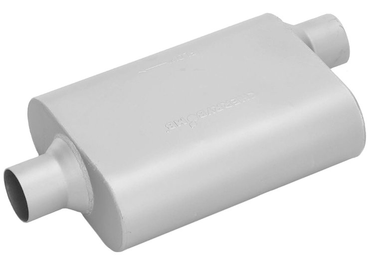 Pro Muffler 2.5" Diameter Offset In / Center Out 4" x 9.75" Oval