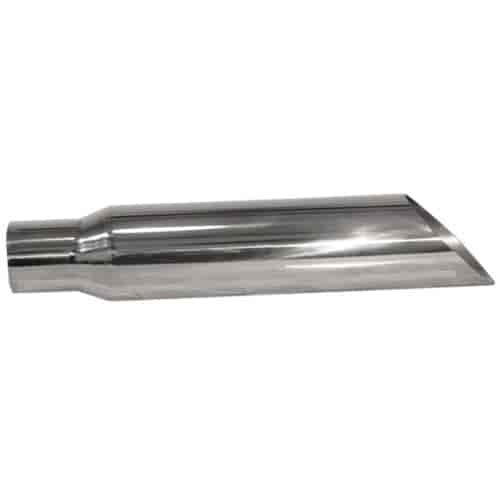 STAINLESS EXHAUST TIP CLAMP ON ANGLE CUT 45 deg ANGLE CUT