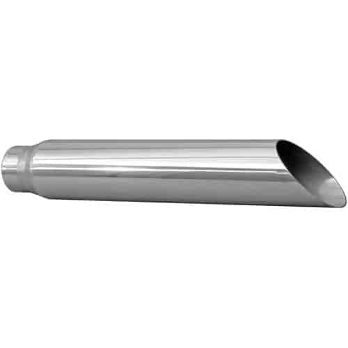 STAINLESS EXHAUST TIP CLAMP ON ANGLE CUT 45 deg ANGLE CUT