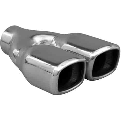 STAINLESS EXHAUST TIP CLAMP ON DUAL RECTANGLE