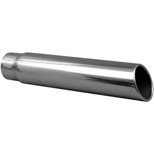 STAINLESS EXHAUST TIP CLAMP ON ROLLED EDGE 15 deg ANGLE CUT