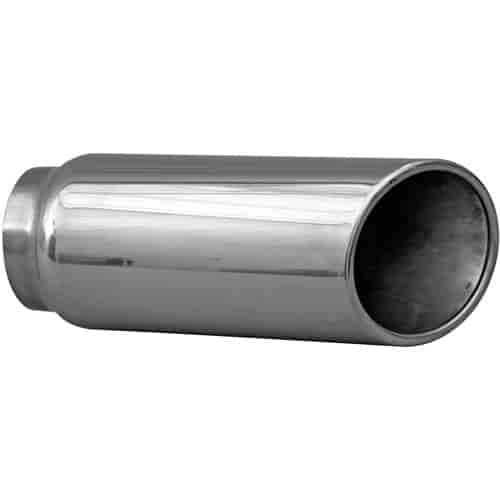 STAINLESS EXHAUST TIP CLAMP ON ROLLED EDGE 15 deg ANGLE CUT