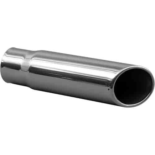 STAINLESS EXHAUST TIP CLAMP ON ANGLE CUT 15 deg ANGLE CUT