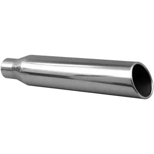 STAINLESS EXHAUST TIP CLAMP ON ROLLED EDGE 15 deg ANGLE CUT