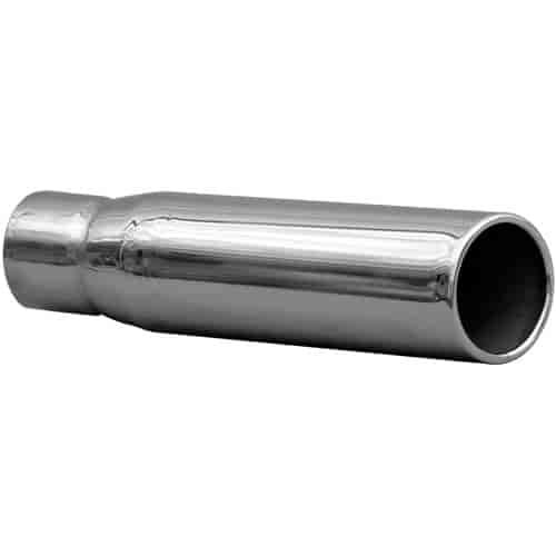 STAINLESS EXHAUST TIP CLAMP ON ROLLED EDGE 15 deg ANGLE CUT