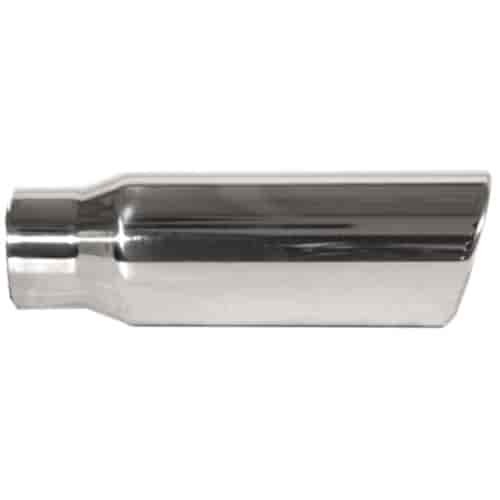 STAINLESS EXHAUST TIP CLAMP ON ROLLED EDGE 15 deg ANGLE CUT