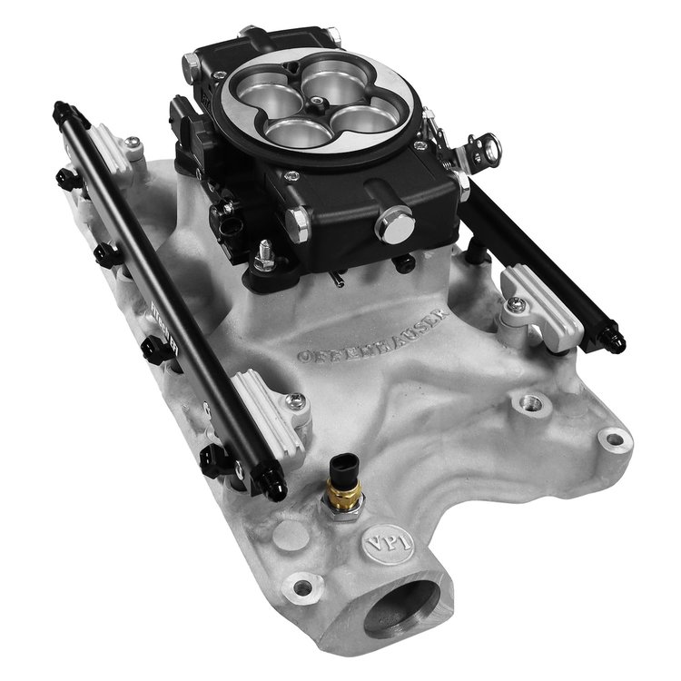 30-18-515 Ultra Port Offenhauser VPI Port EFI System, Ford 351W, 500 HP, 4150 Flange, Classic Black Finish Throttle Body
