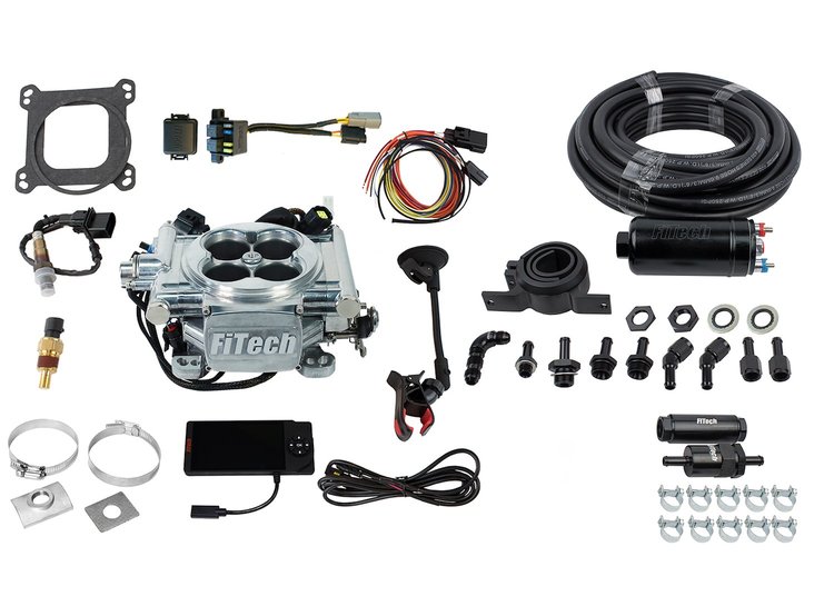 31001 Go EFI 4 600 HP Bright Aluminum EFI System with Inline Fuel Delivery Master Kit