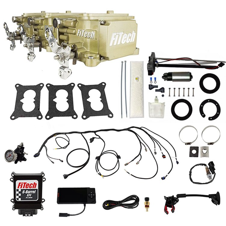 36132 Go EFI 3x2 Tri Power 600 HP Classic Gold EFI System With Go Fuel 255 LPH In-Tank & Go Fuel Tight Fit Regulator Master Kit