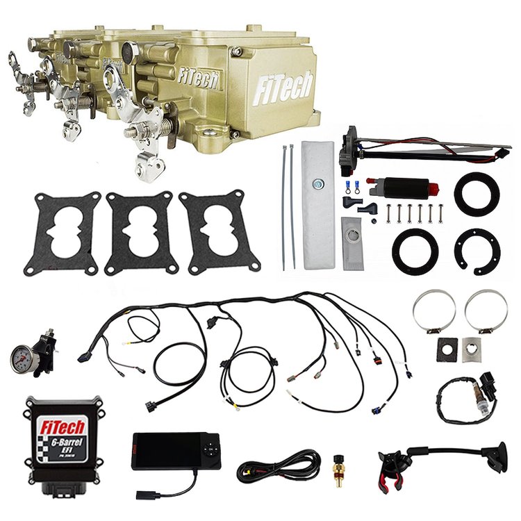 36133 Go EFI 3x2 Tri Power 600 HP Classic Gold EFI System With Go Fuel 340 LPH In-Tank & Go Fuel Tight Fit Regulator Master Kit
