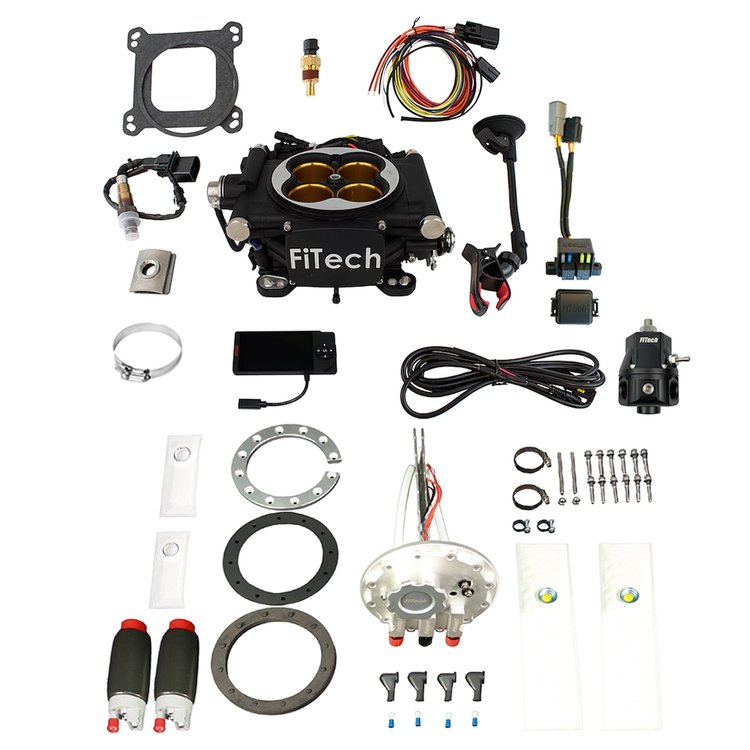 36412 Go EFI 8 1200 HP Matte Black Finish System With Go Fuel Dual Pump In-tank Module & Go Fuel Regulator Master Kit