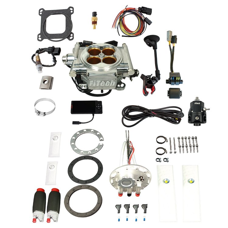 36413 Go EFI 8 1200 HP Bright Aluminum Finish System With Go Fuel Dual Pump In-tank Module & Go Fuel Regulator Master Kit