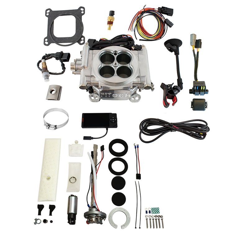 36501 Go EFI 4 600 HP Bright Aluminum EFI System With Go Fuel In-Tank Regulated Pump 255 LPH Master Kit
