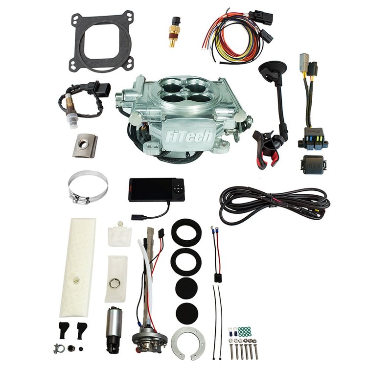 36506 Go EFI 4 600 HP Power Adder Bright Aluminum EFI System With Go Fuel In-Tank Regulated Pump 255 LPH Master Kit