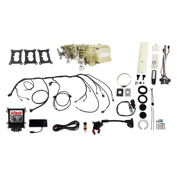 36536 Go EFI 3x2 Tri Power 600 HP Classic Gold EFI System With Go Fuel In-Tank Regulated Pump 255 LPH Master Kit