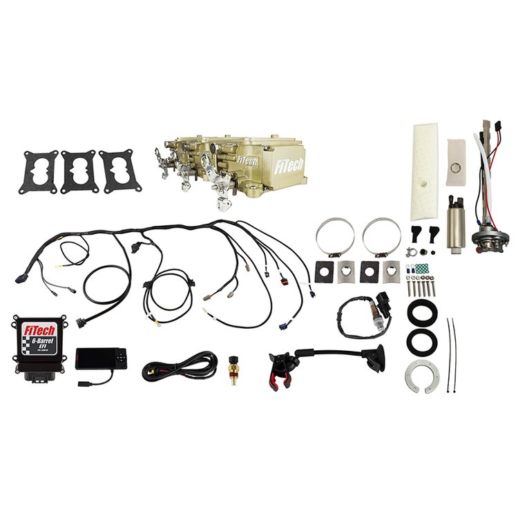 36537 Go EFI 3x2 Tri Power 600 HP Classic Gold EFI System With Go Fuel In-Tank Regulated Pump 340 LPH Master Kit