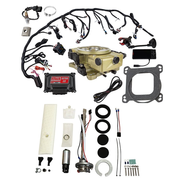 36571 Retro LS 650 HP Classic Gold EFI System With Go Fuel In-Tank Regulated Pump 255 LPH Master Kit