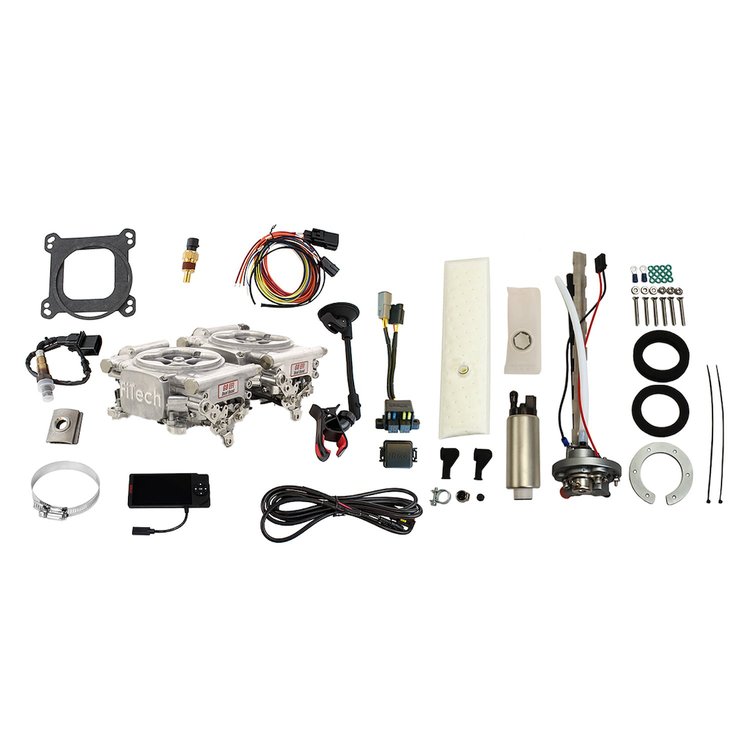 36661 Go EFI 2x4 625 HP Bright Aluminum EFI System With Go Fuel In-Tank Regulated Pump 340 LPH Master Kit