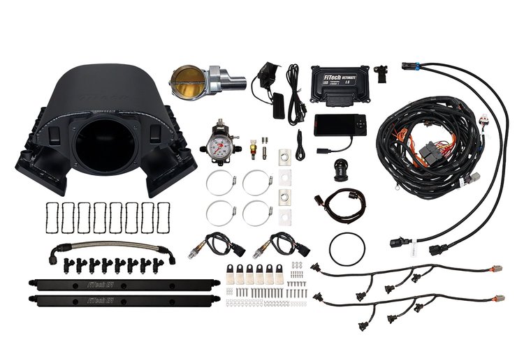 70088DBWSB Ultimate Rebel EFI System w/ Short Intake Manifold for GM LS1, Drive-By-Wire, 92 mm Throttle Body, 500 HP [Black]