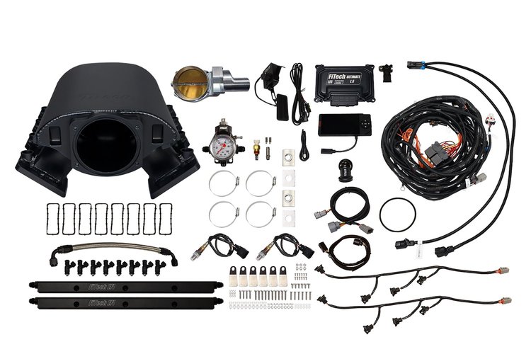 70089DBWSB Ultimate Rebel EFI System w/ Short Intake Manifold for GM LS1, Drive-By-Wire, 92 mm Throttle Body, 500 HP [Black]