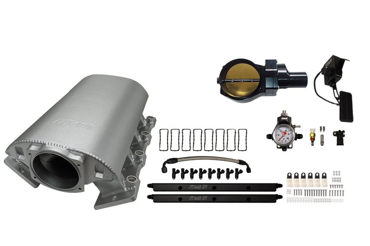 73068DBWBB Ultimate Rebel Short Loaded Intake Manifold for GM LS1, Drive-By-Wire, 92 mm Throttle Body, 500 HP [Satin]