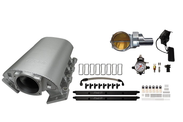 73068DBWSB Ultimate Rebel Short Loaded Intake Manifold for GM LS1, Drive-By-Wire, 92 mm Throttle Body Billet, 500 HP [Satin]