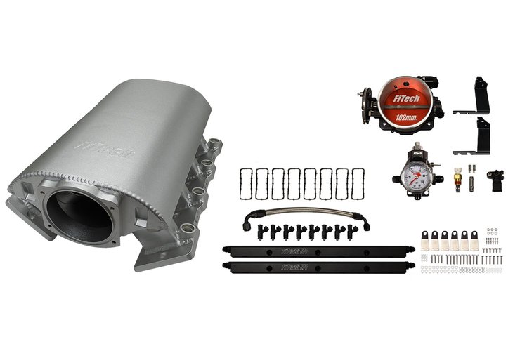 73069 Ultimate Rebel Short Loaded Intake Manifold for GM LS1, Cable Driven, 102 mm Throttle Body, 750 HP [Satin]