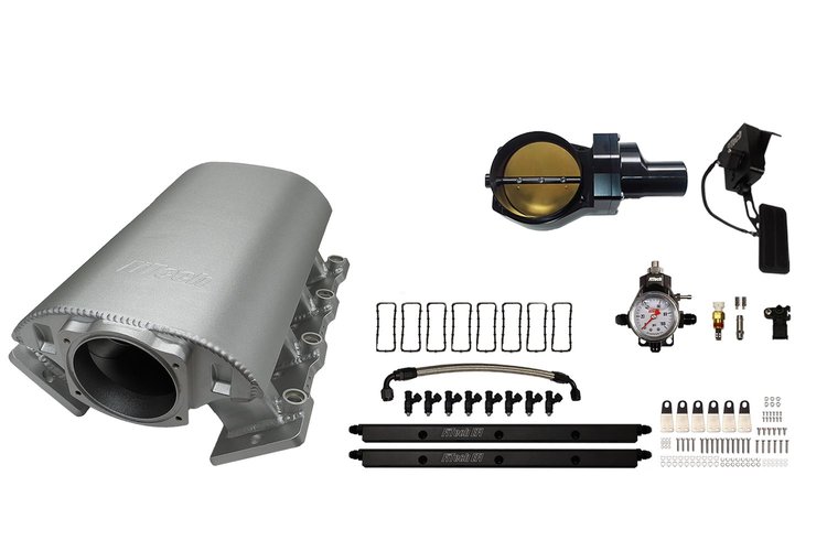73069DBWBB Ultimate Rebel Short Loaded Intake Manifold for GM LS1, Drive-By-Wire, 102 mm Throttle Body, 750 HP [Satin]