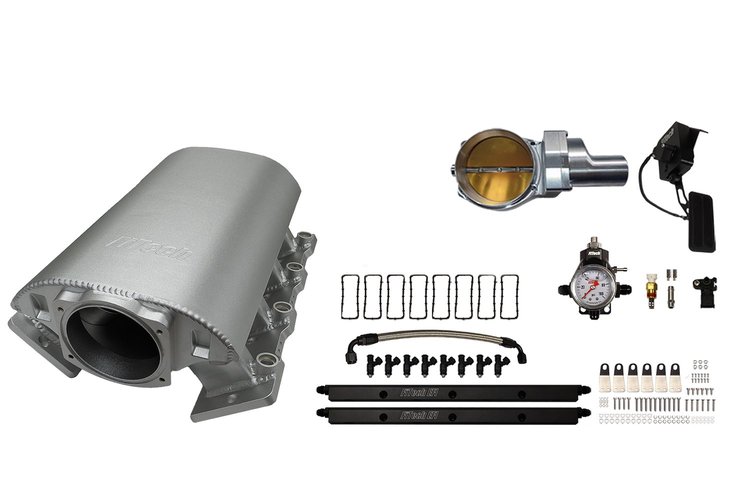 73069DBWSB Ultimate Rebel Short Loaded Intake Manifold for GM LS1, Drive-By-Wire, 102 mm Throttle Body Billet, 750 HP [Satin]