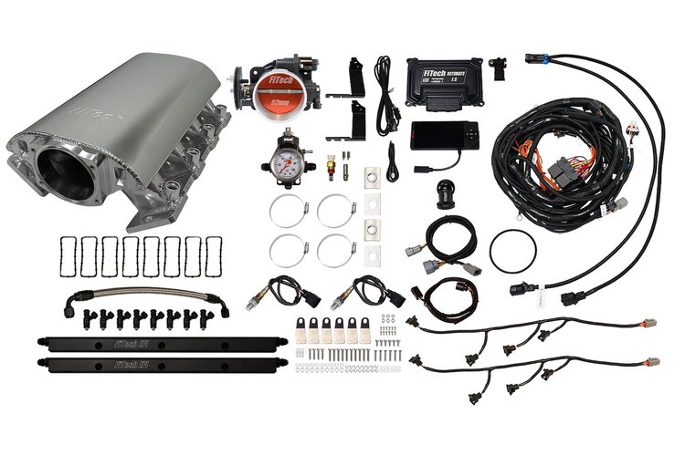 73082 Ultimate Rebel EFI System w/ Short Intake Manifold for GM LS1, Cable Driven, 92 mm Throttle Body, 500 HP [Brilliant]