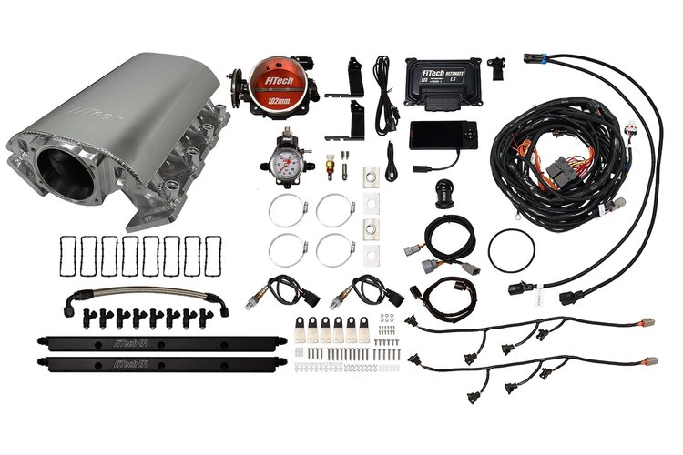 73084 Ultimate Rebel EFI System w/ Short Intake Manifold for GM LS1, Cable Driven, 102 mm Throttle Body, 750 HP [Brilliant]
