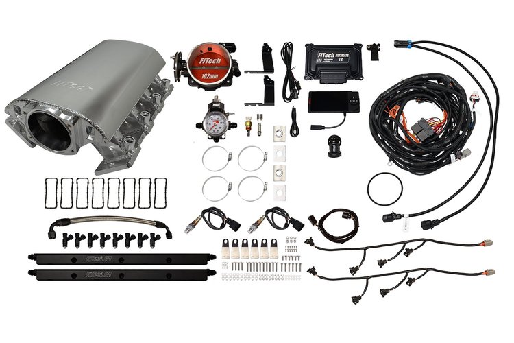 73085 Ultimate Rebel EFI System w/ Short Intake Manifold for GM LS1, Cable Driven, 102 mm Throttle Body, 1,000 HP [Brilliant]