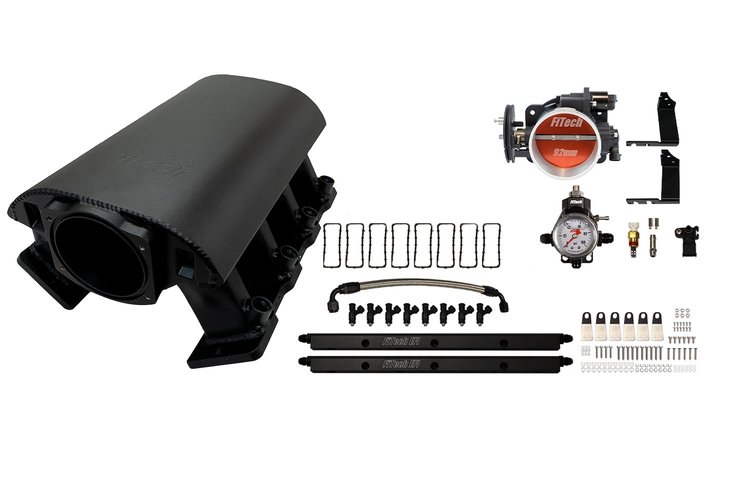 73088 Ultimate Rebel Tall Loaded Intake Manifold for GM LS1, Cable Driven, 92 mm Throttle Body, 500 HP [Black]