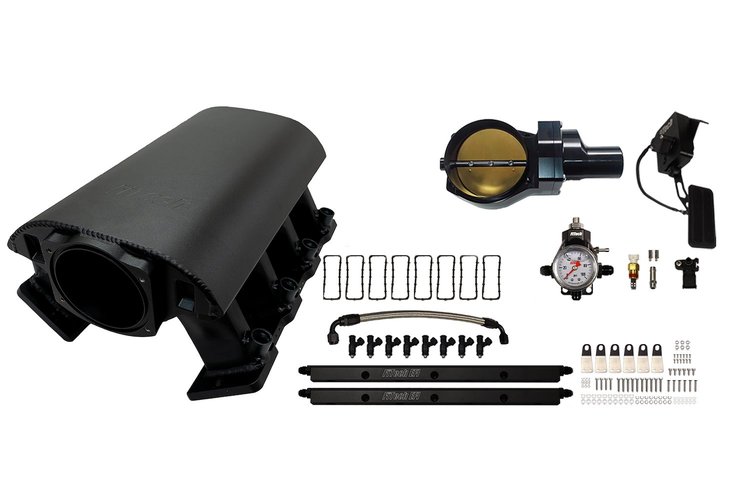 73088DBWBB Ultimate Rebel Tall Loaded Intake Manifold for GM LS1, Drive-By-Wire, Billet 92 mm Throttle Body, 500 HP [Black]