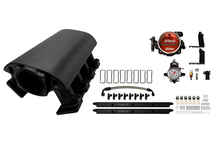 73089 Ultimate Rebel Tall Loaded Intake Manifold for GM LS1, Cable Driven, 102 mm Throttle Body, 750 HP [Black]