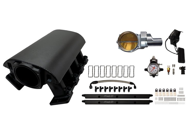 73090DBWSB Ultimate Rebel Tall Loaded Intake Manifold for GM LS1, Drive-By-Wire, 102 mm Throttle Body, 1,000 HP [Black]