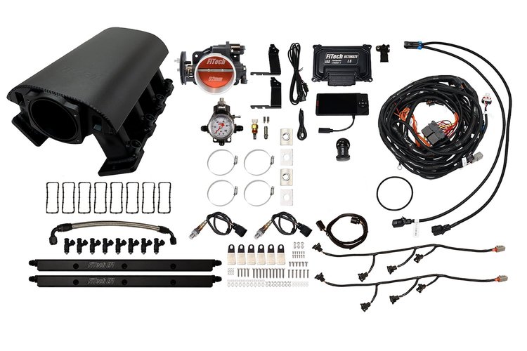 73091 Ultimate Rebel EFI System w/ Tall Intake Manifold for GM LS1, Cable Driven, 92 mm Throttle Body, 500 HP [Black]