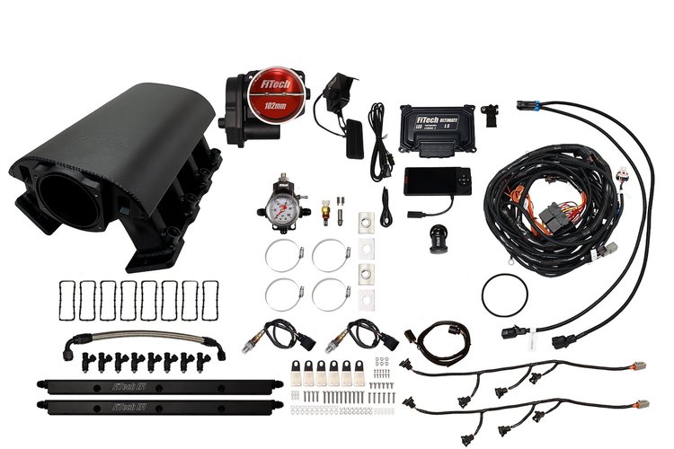 73091DBW Ultimate Rebel EFI System w/ Tall Intake Manifold for GM LS1, Drive-By-Wire, 92 mm Throttle Body, 500 HP [Black]