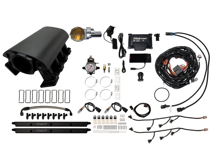 73091DBWSB Ultimate Rebel EFI System w/ Tall Intake Manifold for GM LS1, Drive-By-Wire, 92 mm Throttle Body, 500 HP [Black]