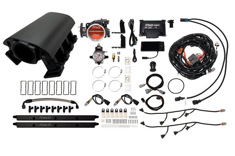 73092 Ultimate Rebel EFI System w Tall Intake Manifold for GM LS1, Cable Driven, 92 mm Throttle Body, 500 HP [Black]