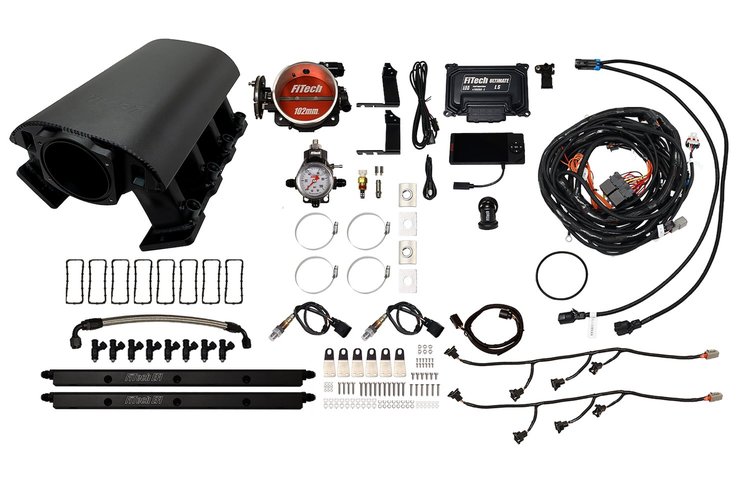 73093 Ultimate Rebel EFI System w/ Tall Intake Manifold for GM LS1, Cable Driven, 102 mm Throttle Body, 750 HP [Black]