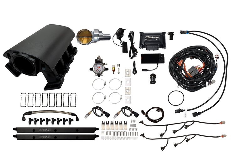 73093DBWSB Ultimate Rebel EFI System w/ Tall Intake Manifold for GM LS1, Drive-By-Wire, 102 mm Throttle Body, 750 HP [Black]