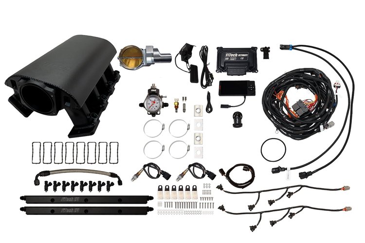 73095DBWSB Ultimate Rebel EFI System w/ Tall Intake Manifold for GM LS1, Drive-By-Wire, 102 mm Throttle Body, 1,000 HP [Black]